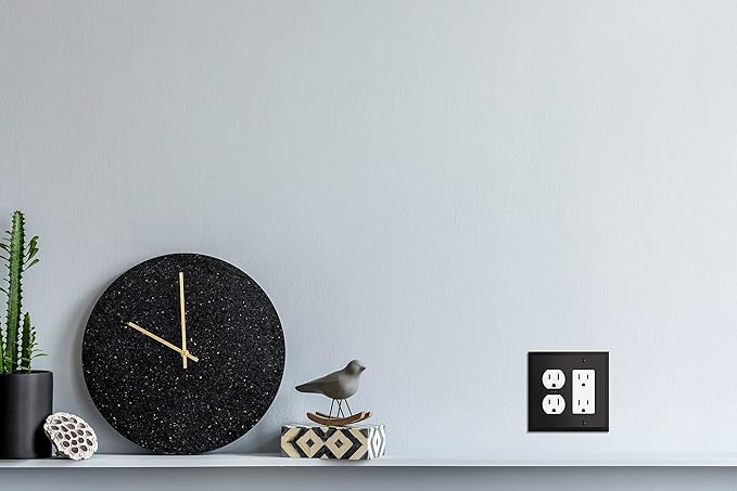 Modern Edge Decorative Wall Plate Switch Plate Outlet Cover, Durable Solid Zinc Alloy (Decorator/Duplex, Matte Black)