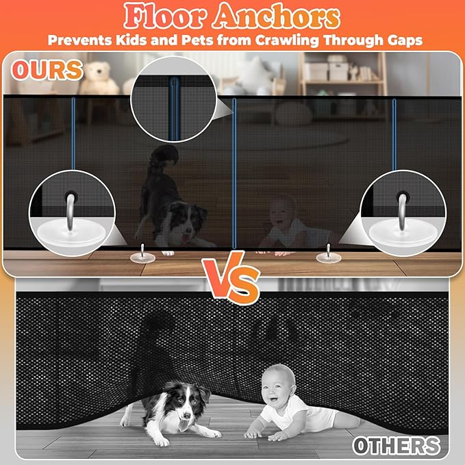 19.7ft Retractable Baby Gates Dog Gate - 236" Extra Wide Expandable Child Safety Gate,37" Tall Toddler Pet Mesh Gate with Reinforced Strips for Doorways,Stairs,Hallways,Outdoor & Indoor Large Openings