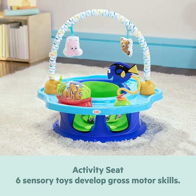 Bright Starts Disney Baby Finding Nemo SuperSeat, Fun Baby Seat for Sitting Up, Playtime, and Meals, Ages 4 Months to 4 Years, Blue