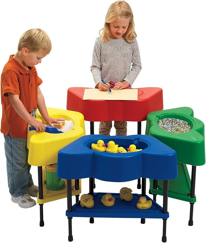 Children's Factory Adjustable Sensory Table with Lid Set, Sand and Water Activity for Kids, Preschools, Daycares, Outdoor Play