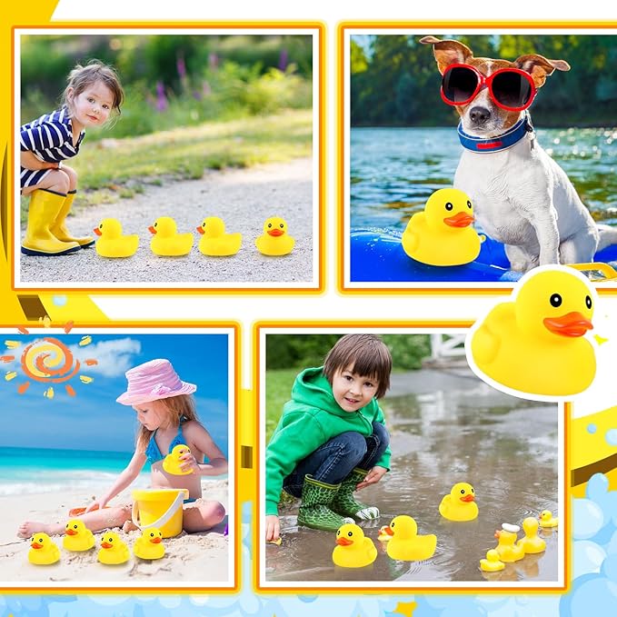 DEEKIN 5 Pcs Yellow Rubber Ducks No Hole Waterproof Duck Bath Pool Toy with Sealed Plug Without Hole Bathtub Floating Toy for Birthday Party Decoration Gift in Bulk (5 Inch)