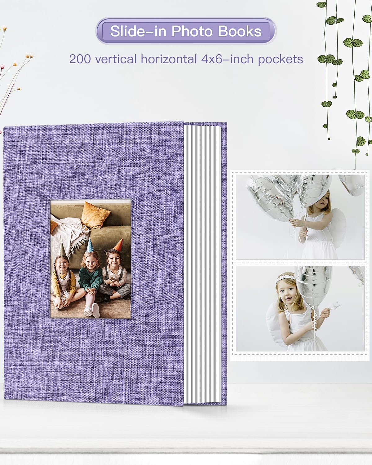popotop Photo Album 4x6-200 Photos Photo Books with 200 Horizontal Pockets,Linen Cover Albums for Family Wedding Anniversary Baby Vacation Pictures