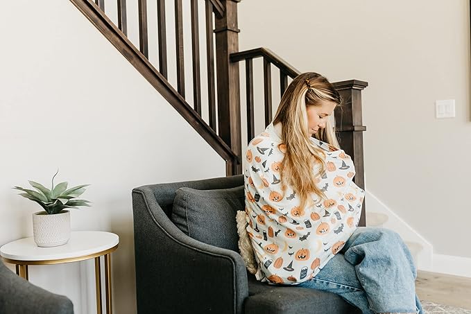 Baby Car Seat Cover Canopy and Nursing Cover Multi-Use Stretchy 5 in 1 Gift"Trick" by Copper Pearl