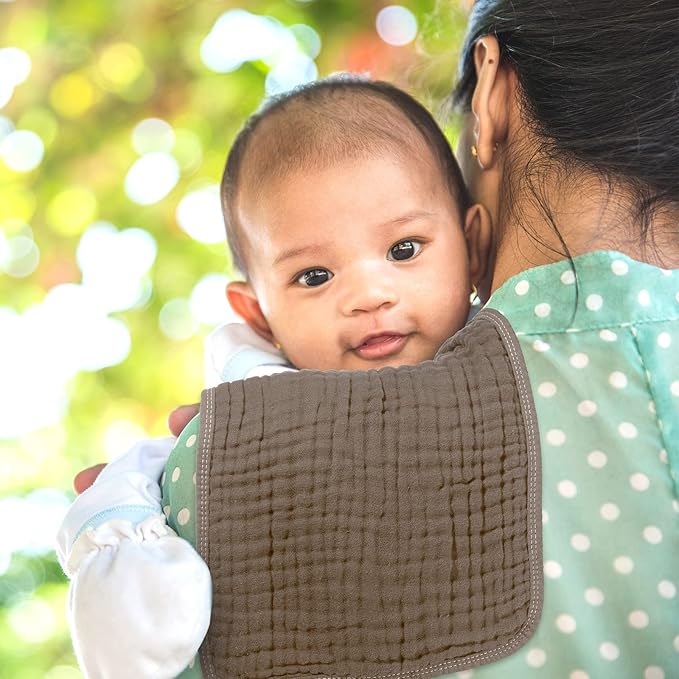 Tallew 8 Pack Muslin Burp Cloths and Baby Bibs for Boy Girl 20" x 10" Cotton Baby Bandana Drool Bibs Muslin Burp Cloths Absorbent Rag for Newborn Toddler Infant Gifts(Elegant Color)