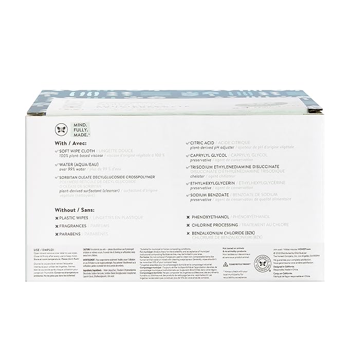 The Honest Company Clean Conscious Multi-Use Wipes Hypoallergenic and Unscented for Sensitive Baby Skin Over 99% Water Compostable Plant Based Baby Wipes Balance Blues 288 Count