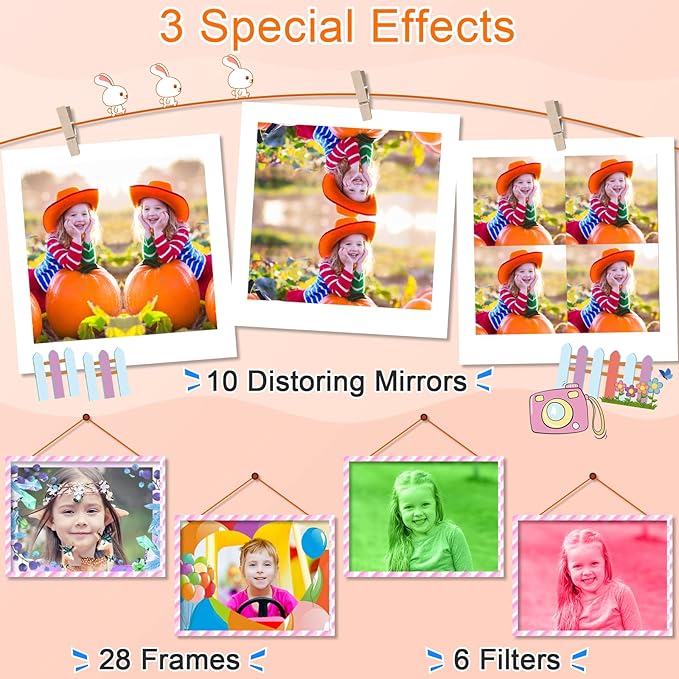 GKTZ Toys for Girls Age 3-8, Kids Camera Digital Video Toddler Camera Children Camcorder Birthday Gifts for 3 4 5 6 7 8 Year Old Girls with 32GB SD Card