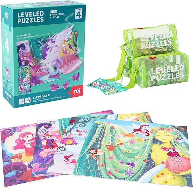 TOI Leveled Puzzles for Kids Aged 3.5 and Up, Toddler Puzzle Preschool Learning Jigsaw Puzzles, Large Pieces Educational Game for Boys Girls, Cognitive Story Step 4