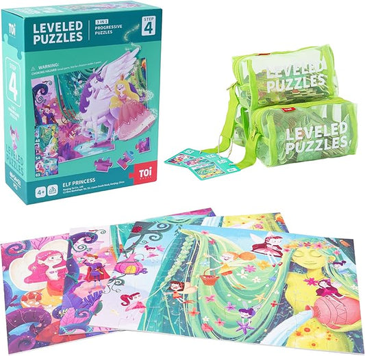 TOI Leveled Puzzles for Kids Aged 3.5 and Up, Toddler Puzzle Preschool Learning Jigsaw Puzzles, Large Pieces Educational Game for Boys Girls, Cognitive Story Step 4