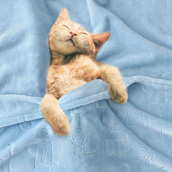 BORITAR Baby Blanket for Boys Girls Ultra Soft Fleece Warm and Lightweight Animal Blankets for Infant Toddler Newborn, 30x40 Inch, Blue