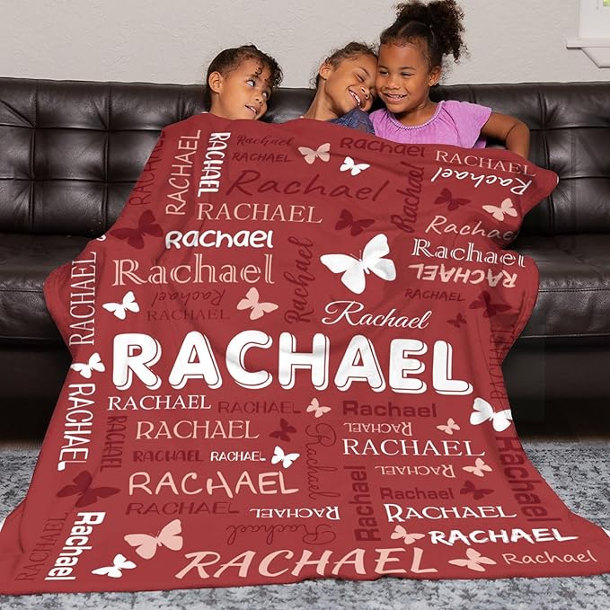 Personalized Throw Blanket with Name Custom Blankets Customized Baby Blanket for Girls Kids Adult Birthday Gift