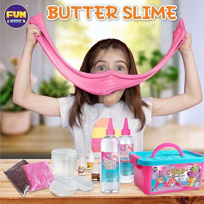 Gift Butter Slime Kit for Girls 10-12, FunKidz Ice Cream Soft Slime Making Kit Ages 8-12 Kids Slime Toys Ideal Birthday Party Present