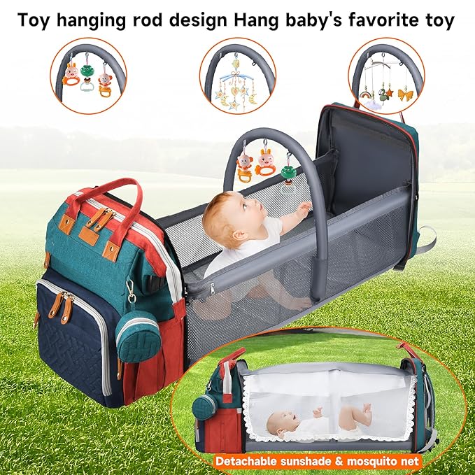 Diaper Bag Backpack Diaper Bag Multifunctional Waterproof Diaper Bag with Changing Station Travel Backpack with Changing Pad, Pacifier Case & Stroller Straps(Multicolor)