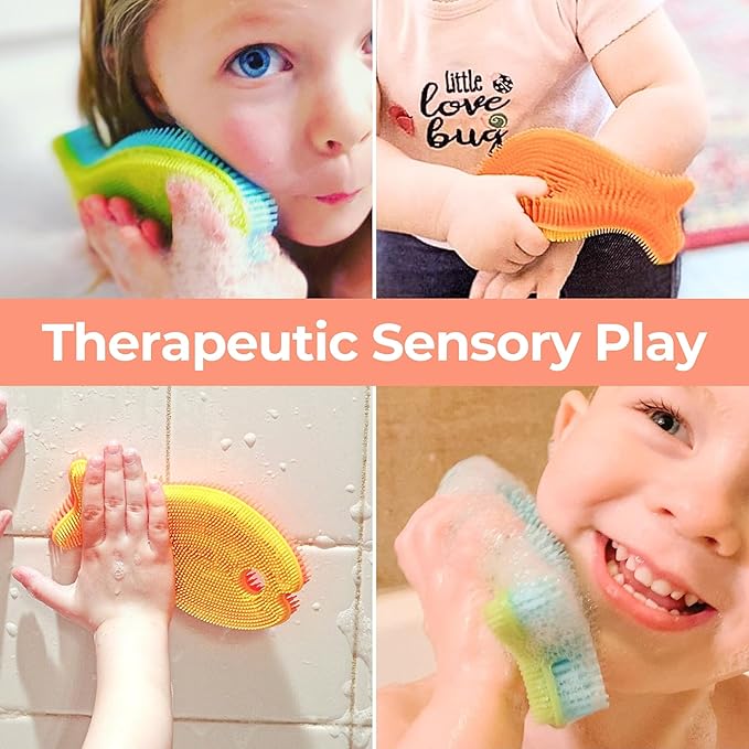 Innobaby Bathin' Smart Silicone Fish Bath Scrub, Aqua/Periwinkle