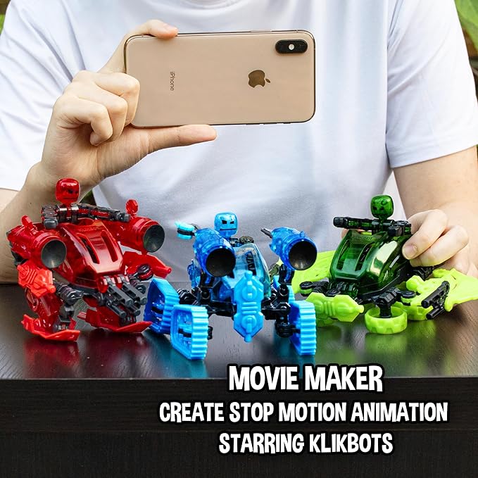 Zing Klikbot Megabots – Pack of Three – Green, Blue and Red - Toy Figures with Unique Accessories – for Kids 8 Plus