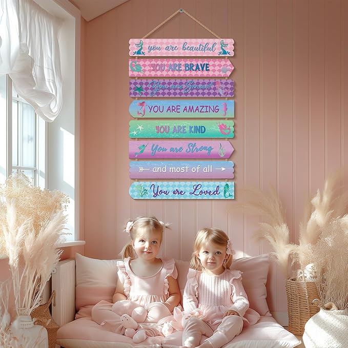 Mermaid Room Decorations For Girls, Kids Room Decor, Inspirational Wall Decor, Little Kids Bedroom Decor,Bedroom Deco For Teen Girls,Nursery Wall Deco(Mermaid)