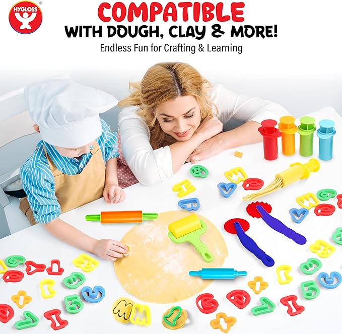 Dough Alphabet & Numbers Cutter Set for Kids – 41-Piece Letter and Number Mold Kit with Bright Colors – Educational Clay and Dough Tools for Learning, Counting, and Crafting – Strong and Durable