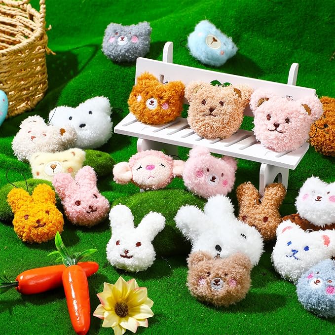 Libima 40 Pcs Mini Stuffed Animals Sea Animal Fruit Plush Keychain Set for Carnival Birthday Classroom Prizes Decoration for Clothes (Adorable)