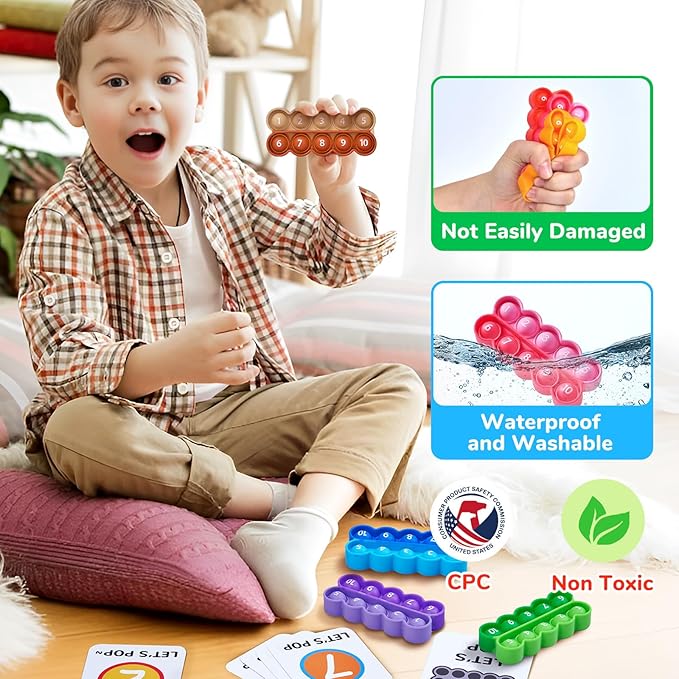 Joycat Ten-Frame Math Learning Tools for Elementary-24 Ten Frames and 20 Task Cards Math Counting Game for Preschool Kindergarten Classroom Learning Activities Kids Ages 3-5