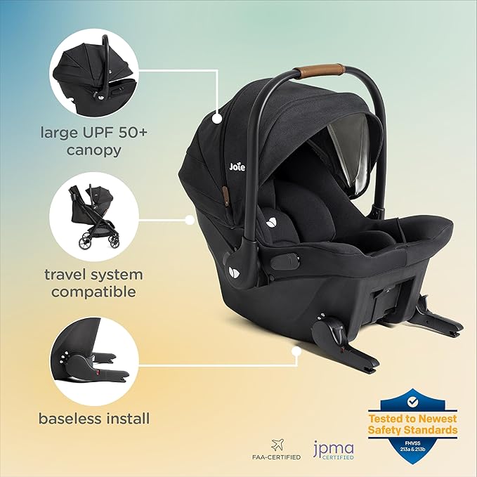 Joie Mint Latch Base-Free Infant Car Seat – Lightweight, Built-in Rigid Latch Connectors and Side-Impact Protection – No Base Installation Required, Travel-Friendly Design (Shale Dark)