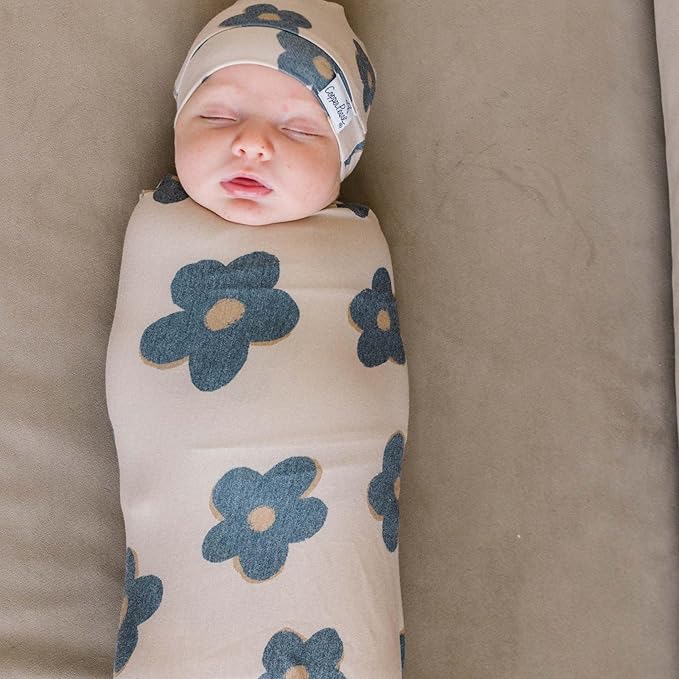 Copper Pearl Large Premium Knit Baby Swaddle Receiving Blanket Gemma in Tan