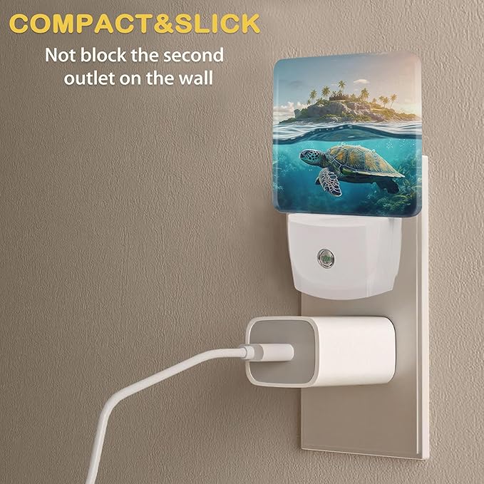 Sea Turtles Night Light, Cute Turtle under the Sea Night Lights Plug Into Wall with Dusk To Dawn Sensor Wall Lamp, Nightlights For Bedroom, Bathroom, Hallway, Kitchen, Gifts Ideal For Girls Women