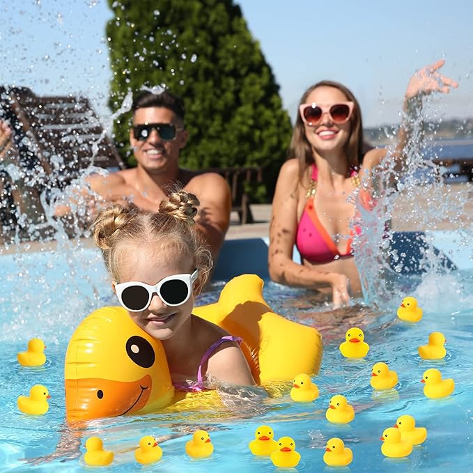 Vinsot 100 Pcs Mini Rubber Ducks Bulk Rubber Duck Bath Toys Squeak Float Bath Toy for Birthday Party Favors Gift Summer Beach Pool Activity Carnival Game(2.17 x 1.97 x 1.85 Inch)