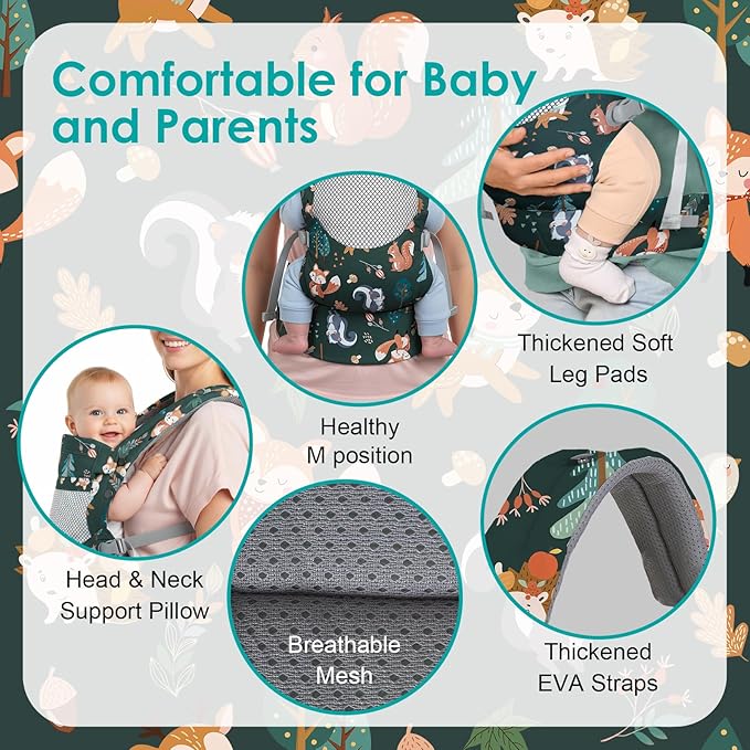 Infant Baby Front Carrier, Toddler Body Carrier, 7-66 Lbs Ergonomic Design, Lumbar Support, Lightweight Baby Chest Carriers (3-36 Months)