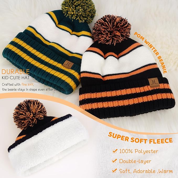 FZ FANTASTIC ZONE Kids Toddler Winter Hat Beanie with Warm Fleece Ski Baby Hats for 2-7 Years Skull Cap Baby Boys Girls Gifts