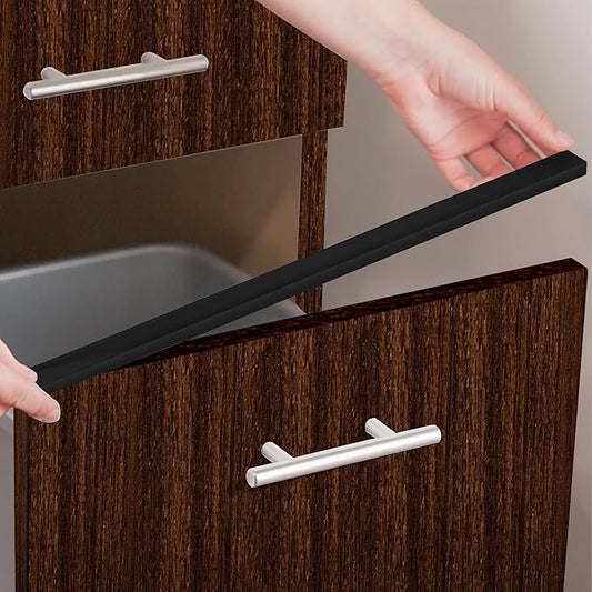 Cabinet Hero Slimline Cabinet Edge Protector - Prevents Chipping, Wear, Discoloration - Drawer Edge Guard, Bumper for Drawer - Easy Slip-On Installation - 3/4" Thick, 36" Length, Black, Pack of 4