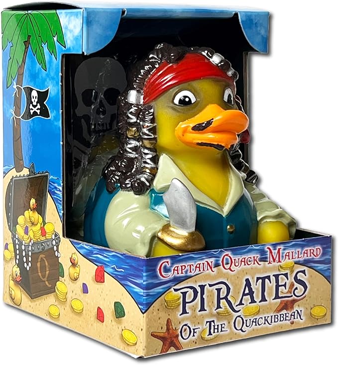 CelebriDucks - Captain Quack Mallard - Pirates of The Quackibbean - Floating Rubber Ducks - Collectible Bath Toys Gift for Kids & Adults of All Ages
