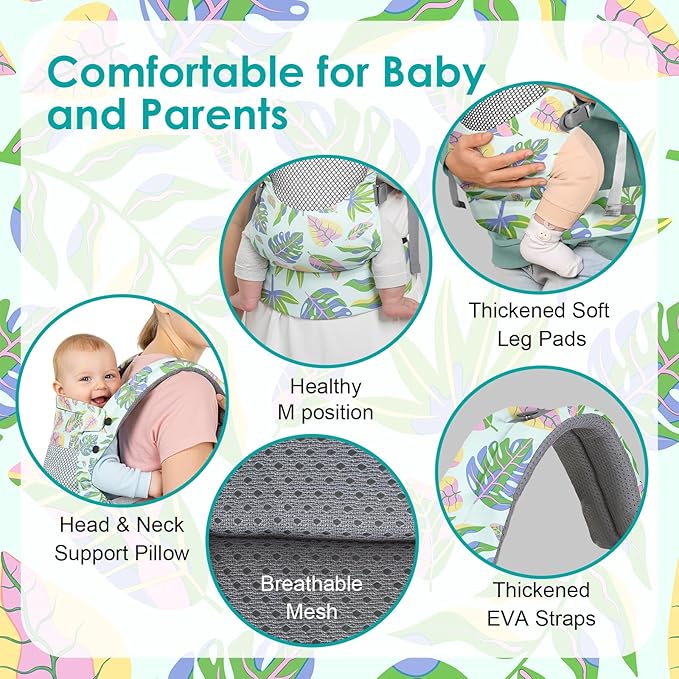 Infant Baby Front Carrier, Toddler Body Carrier, 7-66 Lbs Ergonomic Design, Lumbar Support, Lightweight Baby Chest Carriers (3-36 Months)