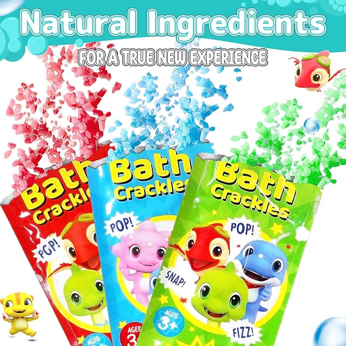 Bath Crackles for Kids 12 Pack, Toddler Bath Toys Nontoxic & Fragrance-Free a Unique Kids, Swirl Water for Fizzy Fun Easter Basket Stuffers