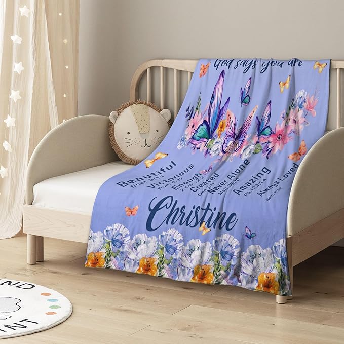 Personalized Blanket Bible Verse Blanket with Inspirational Thoughts and Prayers Religious Throw Blanket Cozy Plush Warm Blankets for Girls Christmas Birthday Christian Gifts