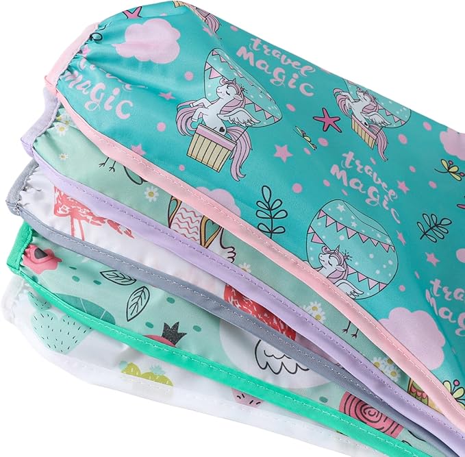 5 Pcs Long Sleeved Baby Toddler Bibs Waterproof Sleeved Bib 3-24 Months