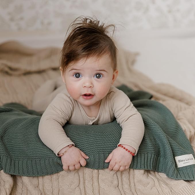 Heritage Knit Organic Swaddle Blanket for Girls - 100% Soft Luxury Cotton Knit Receving Swaddler - Warm Cozy Swaddling Blanket for Newborns Infants & Toddler (0-2Yrs - Dreamy Lilac)