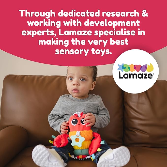 LAMAZE Liam The Lobster Clip-On Stroller and Car Seat Toy - High Contrast Baby Toys for Sensory Development - Baby and Toddler Stocking Stuffers - Ages 0 Months and Up