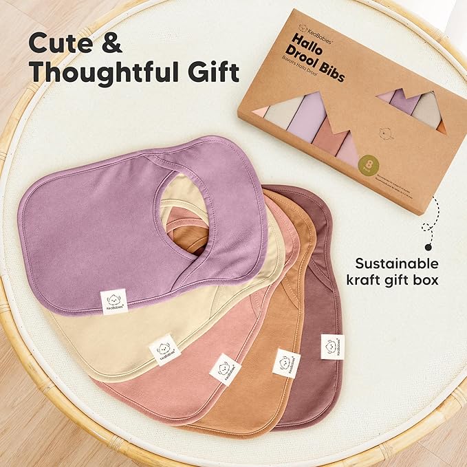 8-Pack Baby Bibs for Boys, Girls - Pullover Bibs for Drooling Teething Baby Girl & Boy Toddler, Newborn, Soft & Absorbent, Cute Colors, Large Torso Coverage Keep Infant Clean & Dry (Mauve)