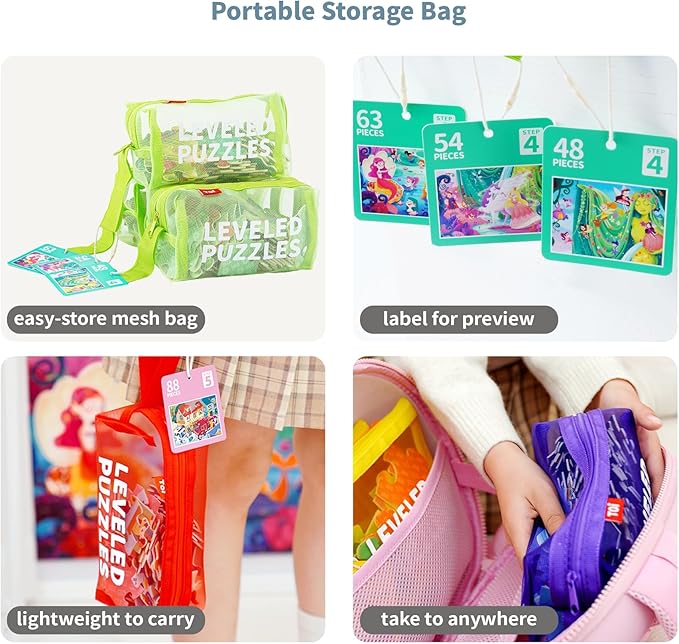 TOI Leveled Puzzles for Kids Aged 3.5 and Up, Toddler Puzzle Preschool Learning Jigsaw Puzzles, Large Pieces Educational Game for Boys Girls, Cognitive Story Step 4