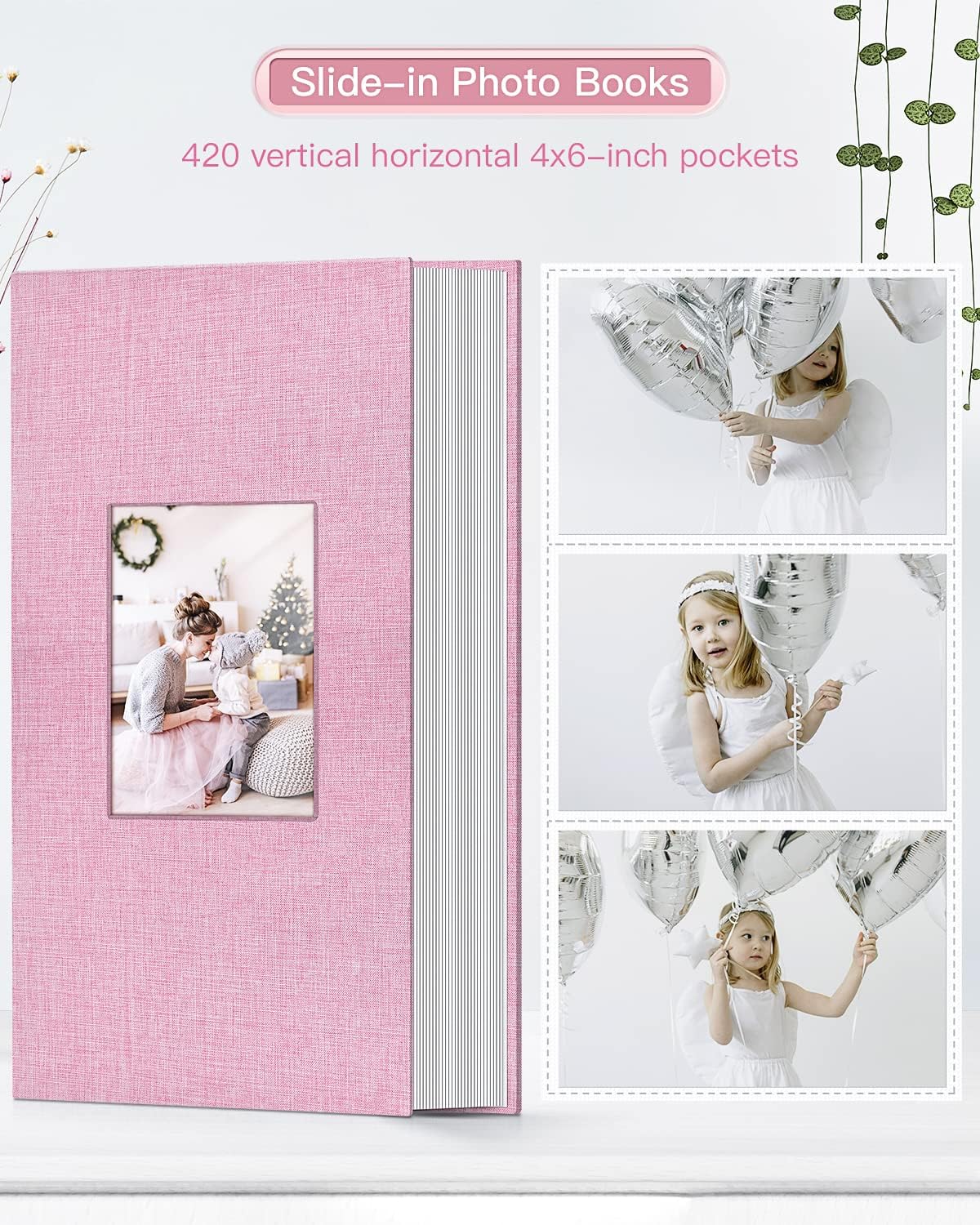 popotop Photo Album 4x6-420 Photos Photo Books with 420 Horizontall Pockets,Linen Cover Albums for Family Wedding Anniversary Baby Vacation Pictures