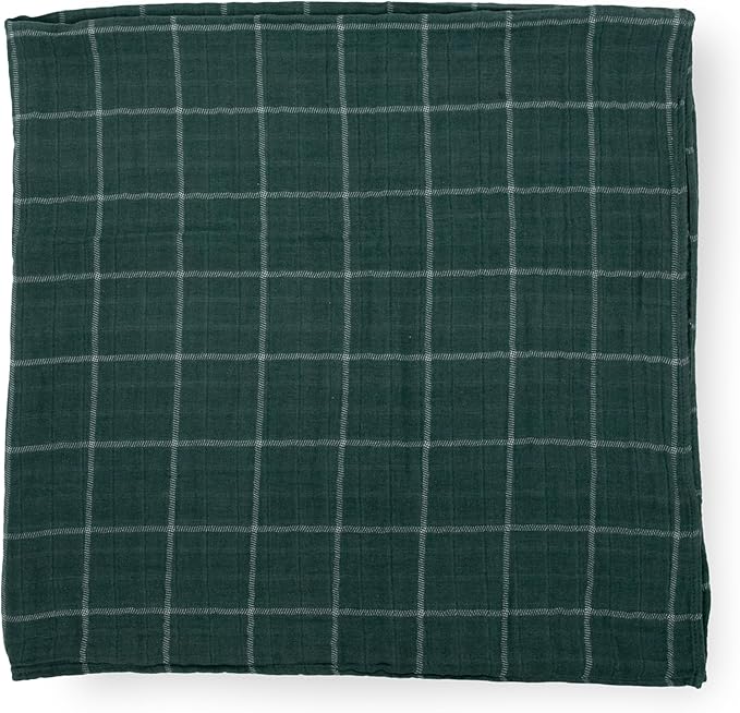 Little Unicorn Premium Cotton Swaddle Baby Blanket | Breathable Fabric | for swaddling, Play, Nursing & More (Evergreen Plaid)
