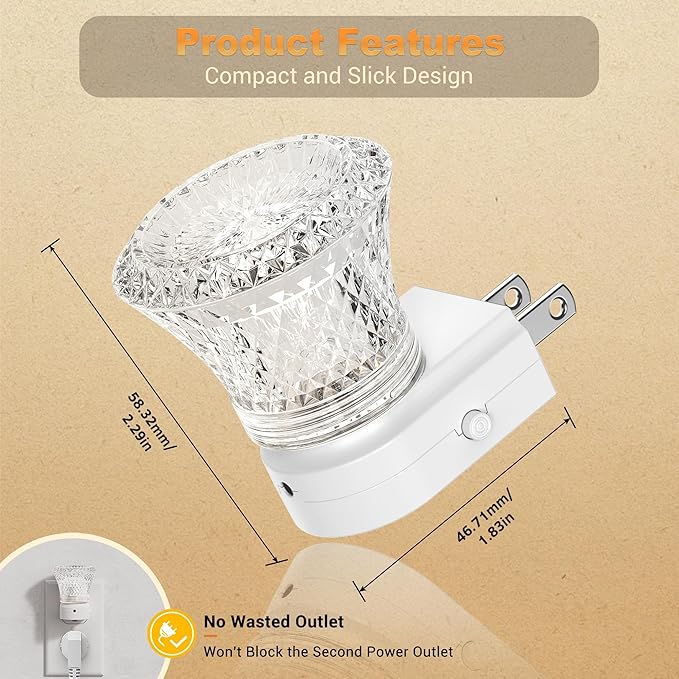 JandCase Amber Night Light Plug in, Night Lights Plug into Wall [2 Pack] with Dusk to Dawn Light Sensor, 1600K Amber Night Light, Adjustable Brightness Nightlight for Kids Bathroom Bedroom Hallway