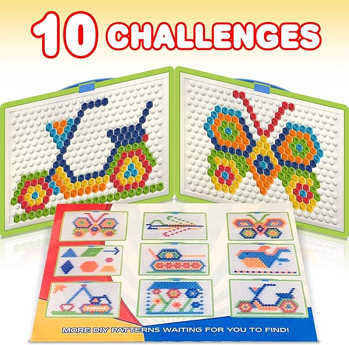 ArtCreativity Mushroom Peg Puzzle for Kids with 10-Challenges - Fun Brain Teaser for Children - Arts and Crafts Creative Educational Learning Toy - Gift Idea for Boys and Girls