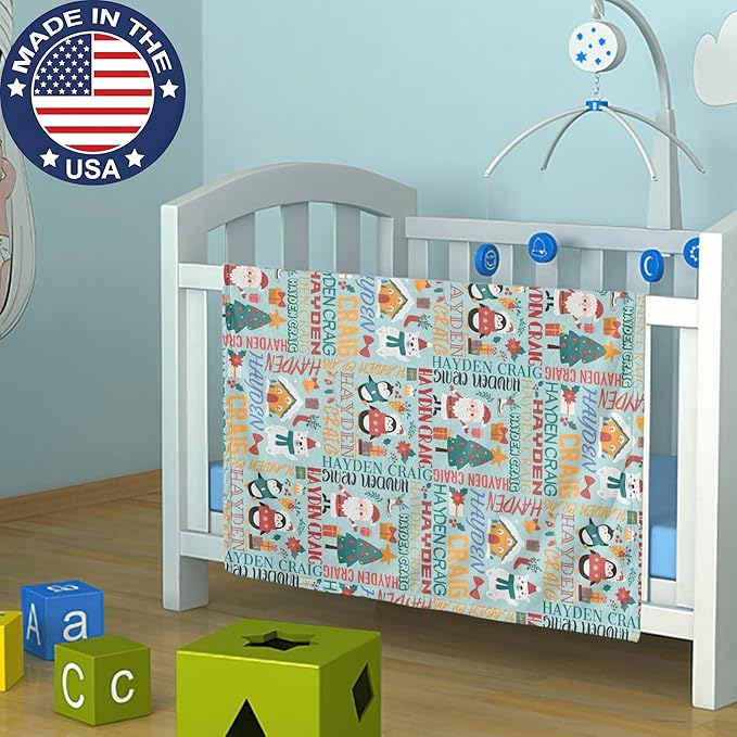 Ship Next Day - Custom Christmas Baby Blanket with Name | Multiple Styles Optional, Personalized Flannel Toddler Blanket, Christmas Swaddle for Boys & Girls, Xmas Decor Throw