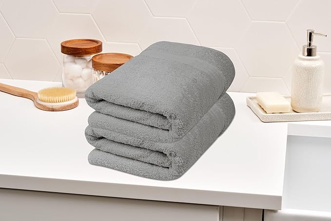 100% Cotton Luxury Bath Sheets - Pack of 2 (35" x 70") | Super Soft, Quick-Dry & Highly Absorbent Towels for Bathroom, Home, Spa & Gym (Silver Grey)