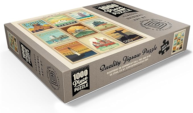 MyPuzzle World Travel, Collage, Vintage Poster - Premium 1000 Piece Jigsaw Puzzle for Adults