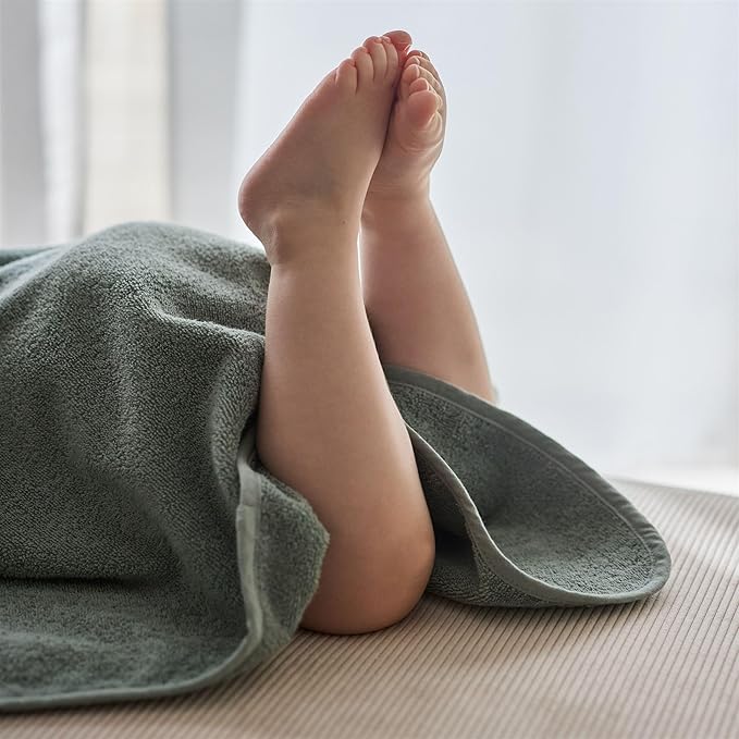 Baby Hooded Towel – Organic Cotton Baby Bath Towels – Baby Towels, Baby Bath Towels for Baby Boy, Baby Girl, 32" x 32" Super-Soft and Absorbent Baby Towels for Newborn (Rabbit Roman Green)