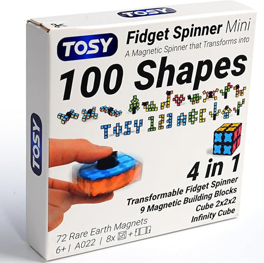 TOSY Magnet Fidget Spinner Mini - 8 Blocks, 3 in 1 Toy: Transformable Fidget Spinner, Infinity Cube, 2x2 Puzzle Cube, Stress Relief, STEM Sensory Magnet Tiles Birthday Gift for Kids/Boys/Girls/Adults