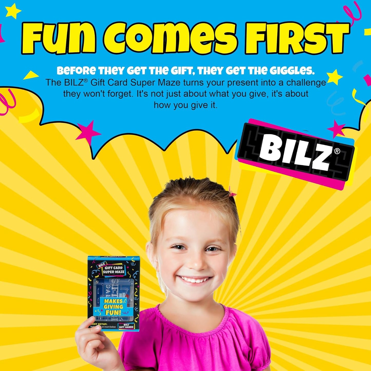 BILZ® Super Maze | Gift Card Puzzle Game for Ages 8+ | Made in USA | Easy Fun Setup | Fits Gift Cards, Cash (Folded), and Notes | Great for Graduations, Christmas, & Birthdays