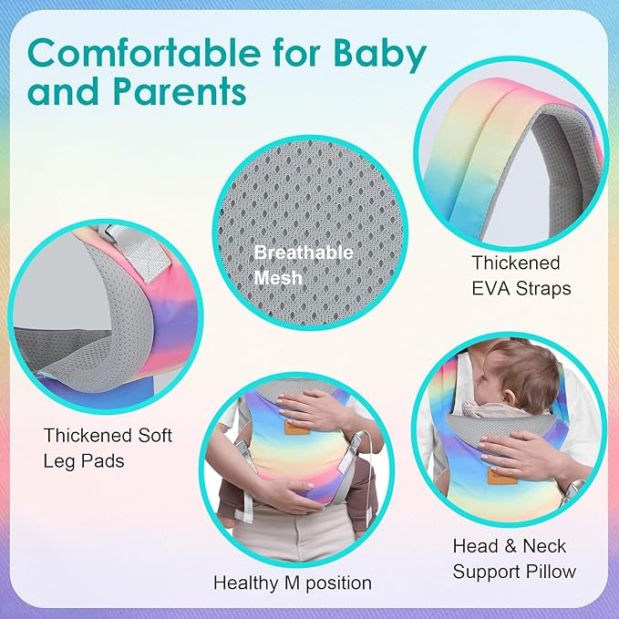 Baby Carrier, Ergonomic Adjustable Toddler Carriers for 7-33 Lbs, Cozy Lightweight Infant Carrier with Neck Support, Baby Chest Carriers with Lumbar Support for Parents (3-36 Months)