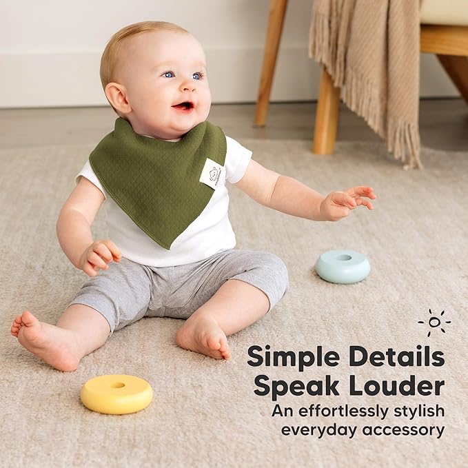 KeaBabies 8-Pack Bandana Bibs for Baby Girls, Boys - Organic Cotton Baby Bibs for Drooling & Teething Newborn, Toddler, Infant 0-36 months, Extra Soft, Absorbent Cloth with Snaps (Basic/Quin)